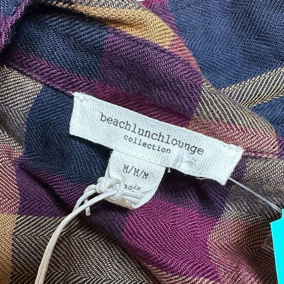 beachlunchlounge Plaid Button Down Shirt - Navy, Burgundy, Tan - Picture 3 of 12